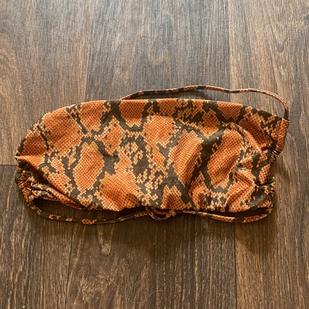 Snake Print Glitter Bikini Top